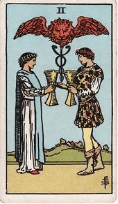 Two of Cups tarot card, Rider–Waite–Smith deck