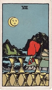 Eight of Cups tarot card, Rider–Waite–Smith deck
