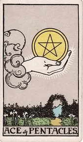 Ace of Pentacles tarot card, Rider–Waite–Smith deck