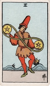 Two of Pentacles tarot card, Rider–Waite–Smith deck
