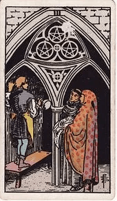 Three of Pentacles tarot card, Rider–Waite–Smith deck