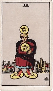 Four of Pentacles tarot card, Rider–Waite–Smith deck