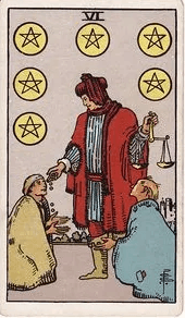 Six of Pentacles tarot card, Rider–Waite–Smith deck