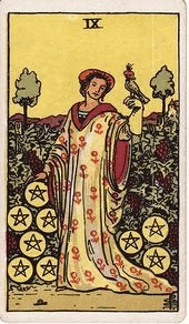 Nine of Pentacles tarot card, Rider–Waite–Smith deck