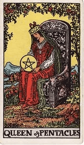 Queen of Pentacles tarot card, Rider–Waite–Smith deck