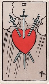 Three of Swords tarot card, Rider–Waite–Smith deck