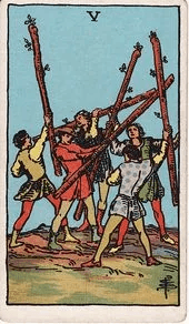 Five of Wands tarot card, Rider–Waite–Smith deck