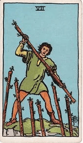 Seven of Wands tarot card, Rider–Waite–Smith deck
